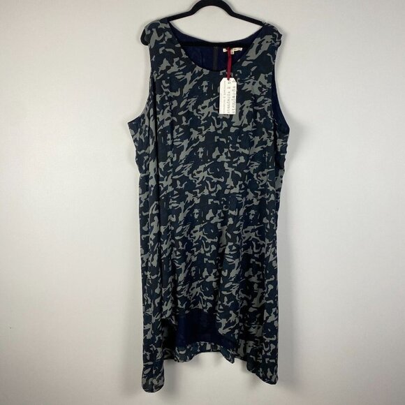 Standards and Practices Chiffon Camo High Low Dress Plus Size 2X Navy Blue - Picture 1 of 11
